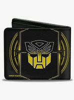 Transformers Bumblebee Pose and Autobot Logo Shield Yellows Bifold Wallet