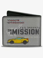 Transformers Bumblebee On A Mission and Sports Car Gray Bifold Wallet