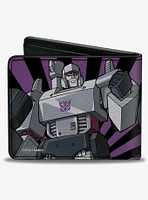 Transformers Megatron Blaster and Standing Poses Black Purple Bifold Wallet