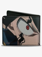 Black Clover Black Asta Anti Magic Face Close Up and Logo Bifold Wallet