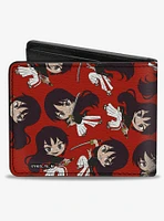 Hells Paradise Chibi Aza Toma Sword Poses Scattered Red Bifold Wallet