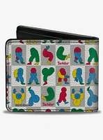 Twister Character Pose Blocks Checker White Gray Multi Color Bifold Wallet