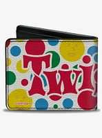 Twister Game Icons and Circle Expressions White Multi Color Bifold Wallet