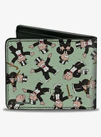 Mr Monopoly Rich Uncle Pennybags Poses Scattered Green Bifold Wallet