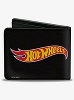 Hot Wheels Classic Flame Logo Black Red Yellow Bifold Wallet