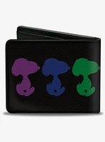 Peanuts Snoopy Silhouette Pose Black Rainbow Multi Color Bifold Wallet