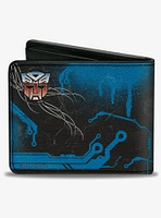 Transformers Autobot Gradient Shield and Circuitry Black Blue Bifold Wallet