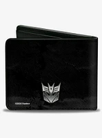 Transformers Devastator Pose and Decepticon Shield Black Bifold Wallet