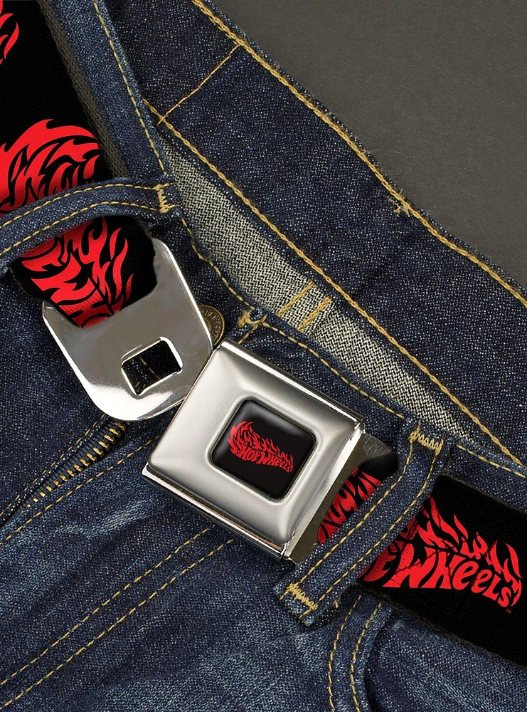 Hot Wheels Flaming Logo Seatbelt Buckle Belt