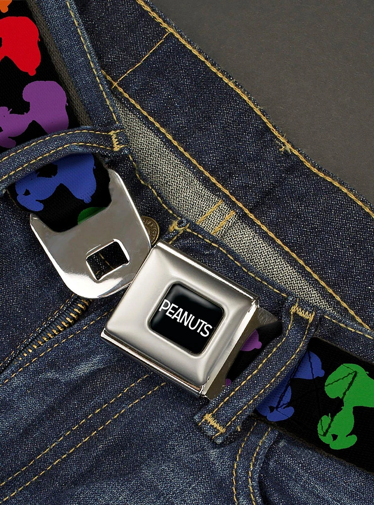 Peanuts Snoopy Silhouette Pose Rainbow Seatbelt Buckle Belt