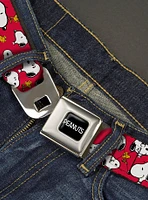 Peanuts Snoopy & Woodstock Poses Scattered Seatbelt Buckle Belt