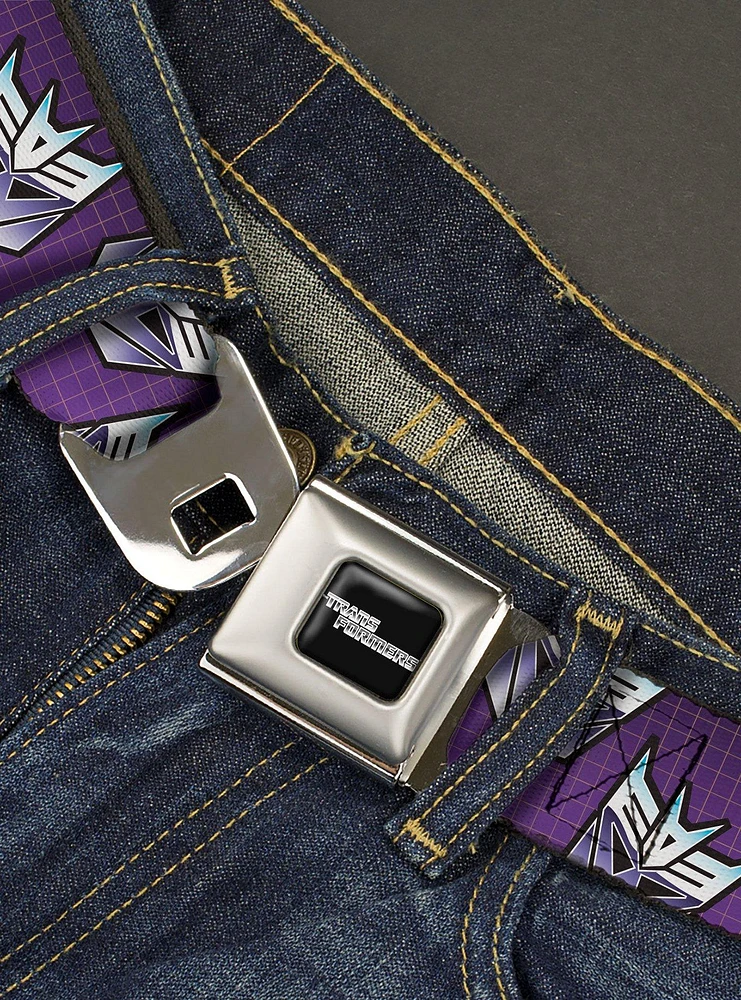 Transformers Decepticons Icon Scattered Grids Seatbelt Buckle Belt