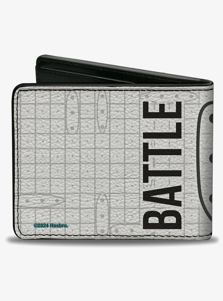 Battleship Battle Ready Grids and Ships White Blue Black Bifold Wallet