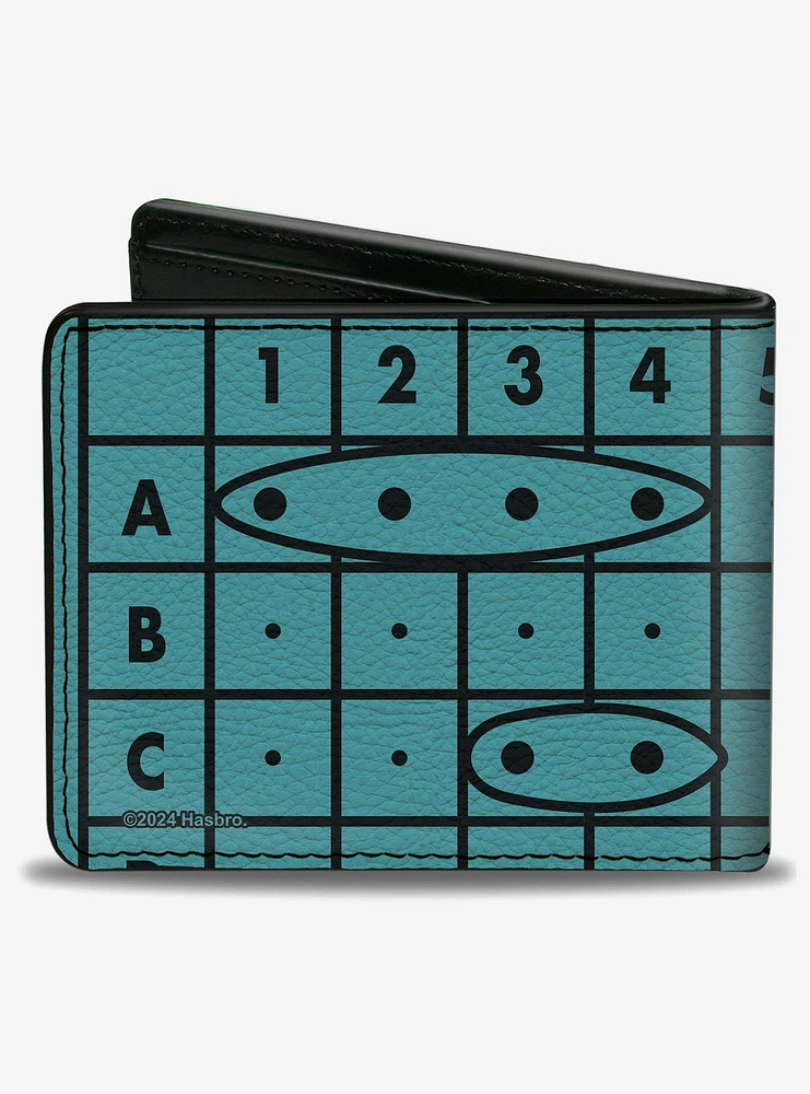 Battleship Grids and Ships Blue Black Bifold Wallet