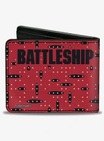 Battleship Grid With Ships and Text Red Black White Bifold Wallet