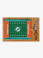 NFL Miami Dolphins Football Field Glass Top Cutting Board & Knife