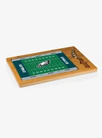 NFL Philadelphia Eagles Football Field Glass Top Cutting Board & Knife