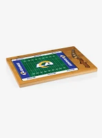 NFL Los Angeles Rams Football Field Glass Top Cutting Board & Knife