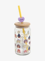 Polly Pocket Allover Print Glass Cup with Straw Charm — BoxLunch Exclusive