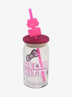 Sanrio Hello Kitty Rhinestone Glass Cup with Straw - BoxLunch Exclusive