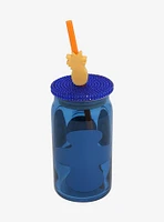 Disney Lilo & Stitch Stitch Face Glass Cup with Straw