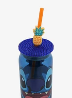 Disney Lilo & Stitch Stitch Face Glass Cup with Straw
