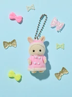 Calico Critters Fluffy Parka Milk Rabbit Baby Flocked Keychain