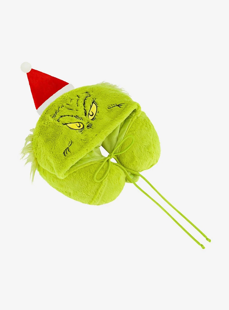 FUL The Grinch Santa Hat Hoodie Travel Neck Pillow