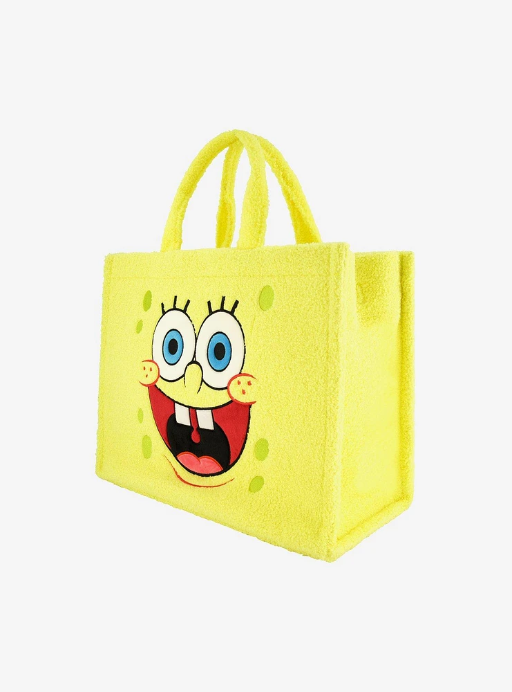 FUL SpongeBob SquarePants Yellow Travel Sherpa Tote with Trolley Strap