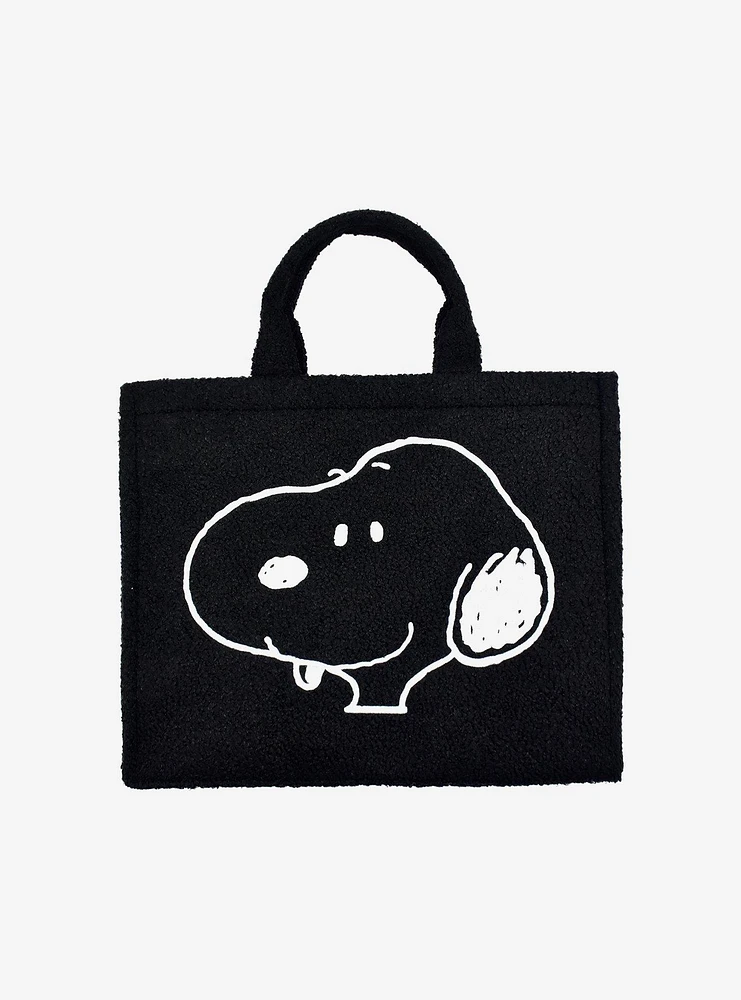 FUL Peanuts Snoopy Black Sherpa Tote Bag with Trolley Strap