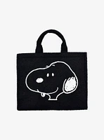 FUL Peanuts Snoopy Black Sherpa Tote Bag with Trolley Strap