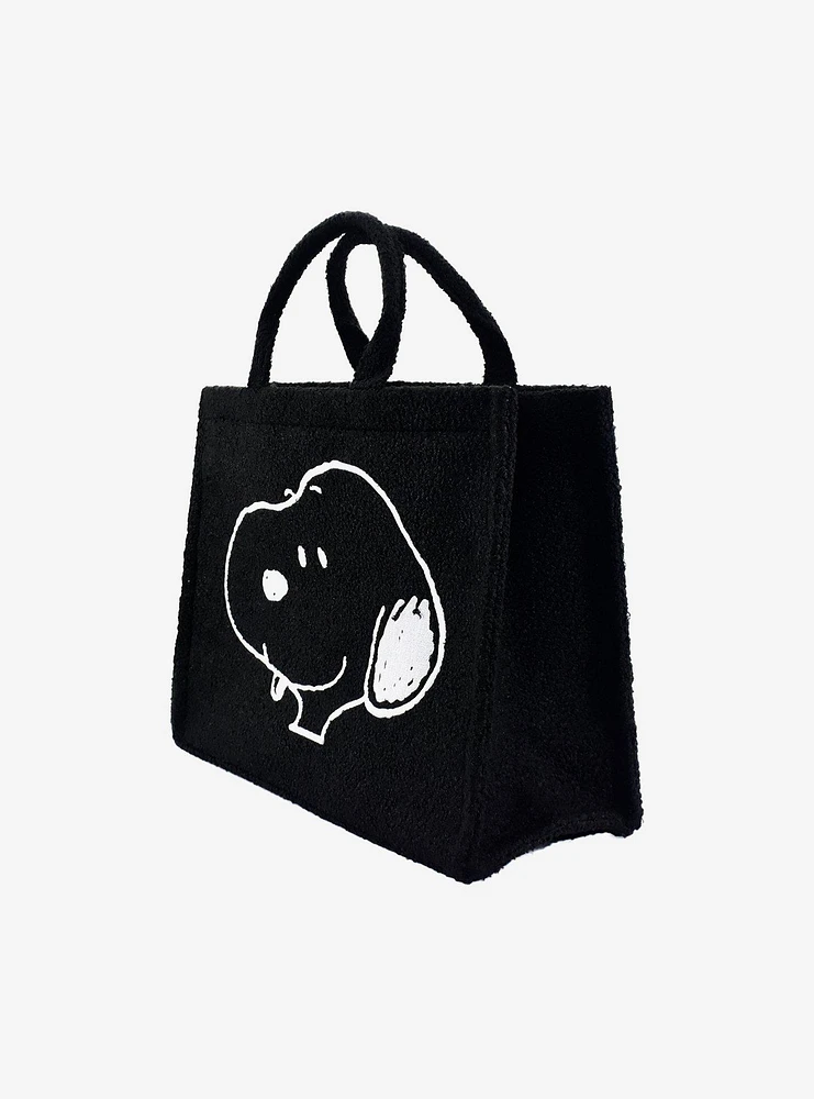 FUL Peanuts Snoopy Black Sherpa Tote Bag with Trolley Strap