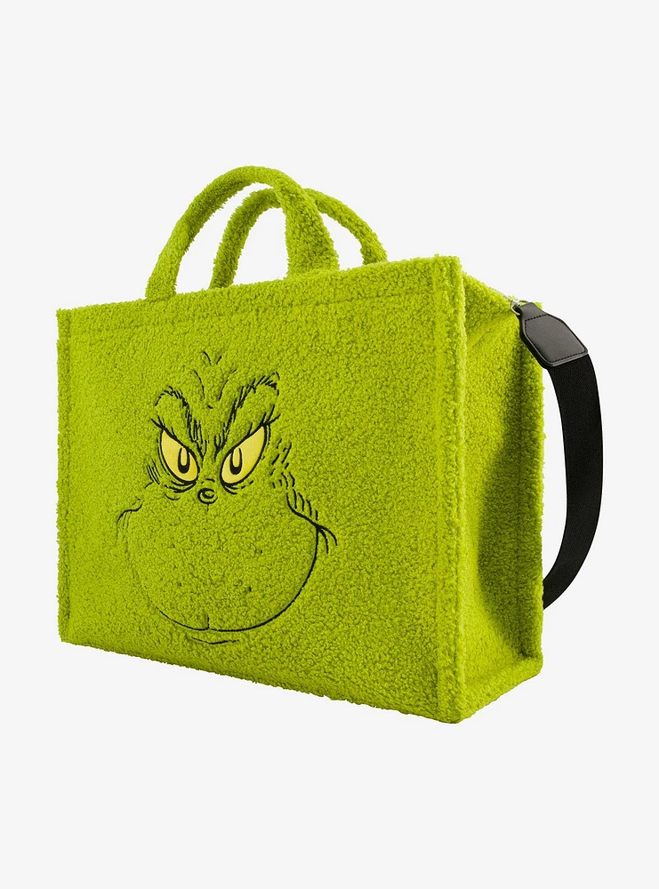 FUL The Grinch Big Face Sherpa Travel Tote with Trolly Strap