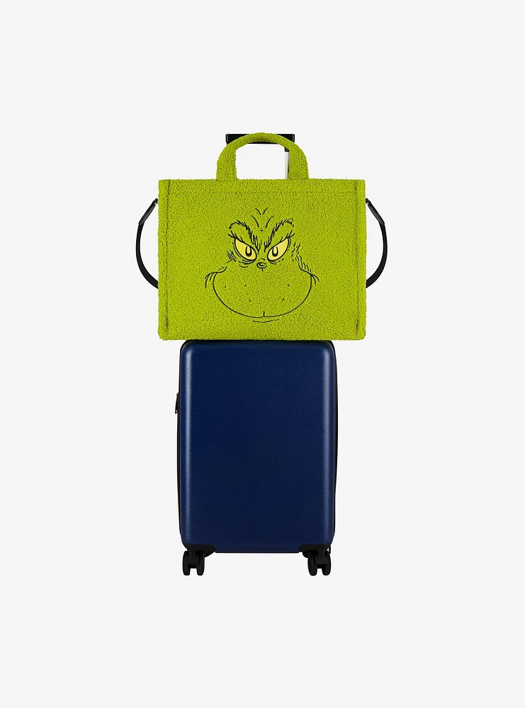 FUL The Grinch Big Face Sherpa Travel Tote with Trolly Strap