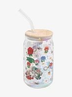 Disney Alice in Wonderland Floral Glass Cup with Lid