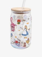 Disney Alice in Wonderland Floral Glass Cup with Lid