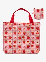 Strawberry Shortcake Patchwork Reusable Collapsible Tote Bag - BoxLunch Exclusive