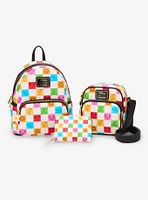 Loungefly Disney Mickey Mouse & Friends Floral Checkered Crossbody Bag - BoxLunch Exclusive