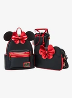 Loungefly Disney Minnie Mouse Metallic Red Bow Ears Crossbody Bag- BoxLunch Exclusive