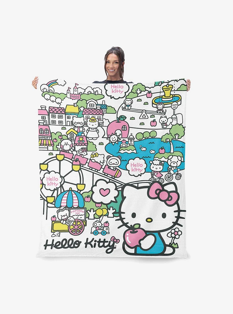 Sanrio Hello?Kitty?Busting Town Silk Touch Throw Blanket