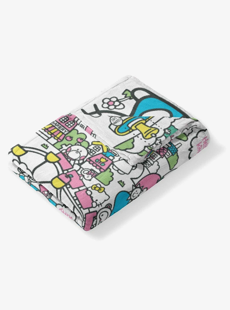 Sanrio Hello?Kitty?Busting Town Silk Touch Throw Blanket