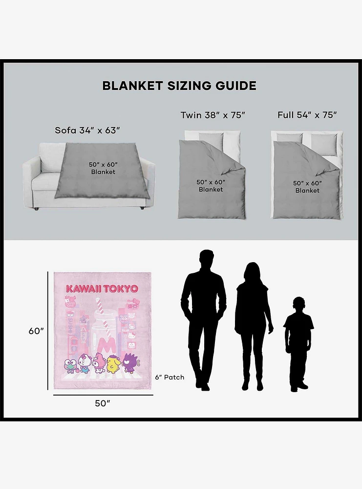 Sanrio Hello Kitty Kawaii Tokyo Silk Touch Throw Blanket