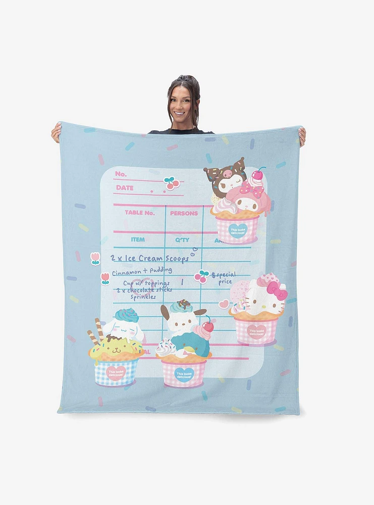 Sanrio Hello Kitty & Friends Ice Cream Menu Silk Touch Throw Blanket