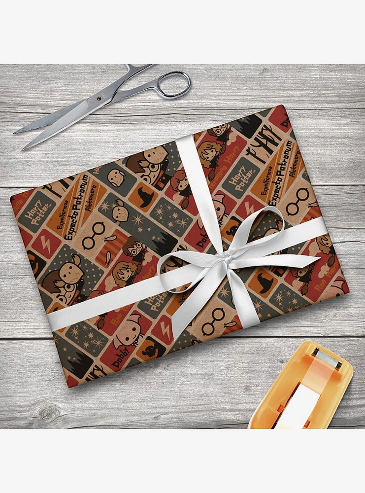 Harry Potter Cute Chibi Kraft Pattern Wrapping Paper