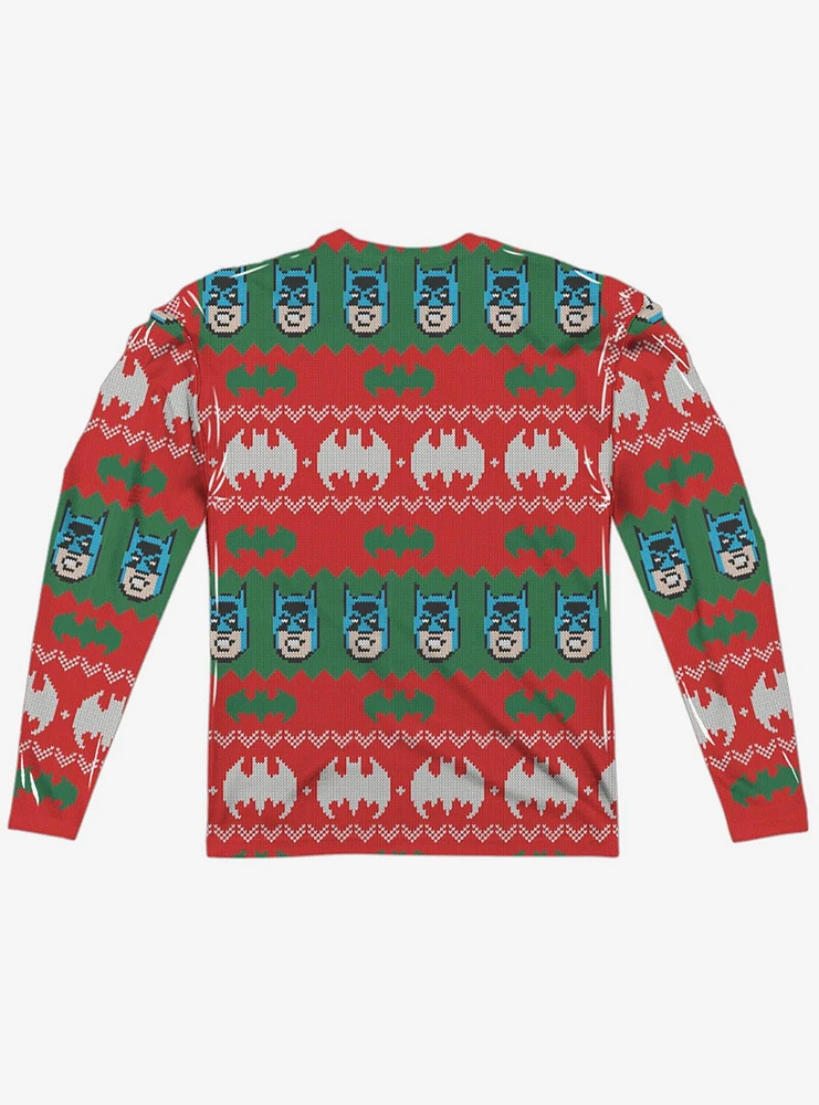 DC Comics Batman Bat Christmas Sweater Print Long Sleeve Sublimated T-Shirt