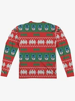 DC Comics Batman Bat Christmas Sweater Print Long Sleeve Sublimated T-Shirt