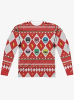 Mighty Morphin Power Rangers Ho Christmas Sweater Print Long Sleeve Sublimated T-Shirt