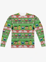 Sesame Street Christmas Sweater Print Long Sleeve Sublimated T-Shirt