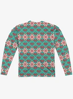 DC Comics Superman All Over Christmas Sweater Print Long Sleeve Sublimated T-Shirt