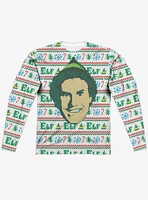 Elf Christmas Sweater Print Long Sleeve Sublimated T-Shirt